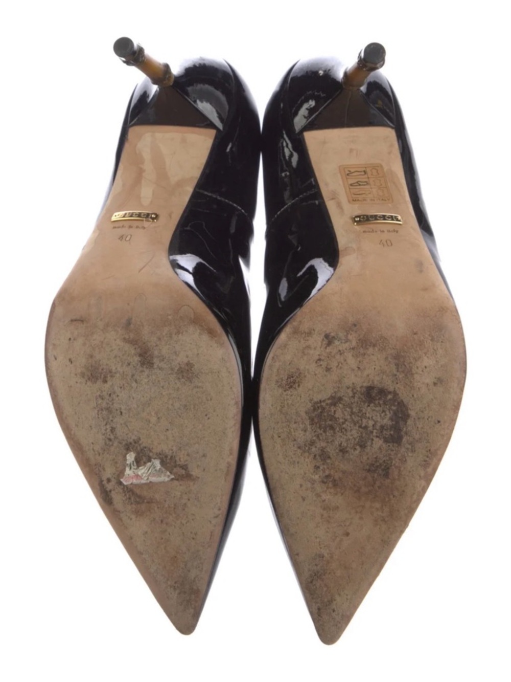Gucci Bamboo Heel Patent Leather Pumps Black Size 10 IT 40 - Picture 5 of 5